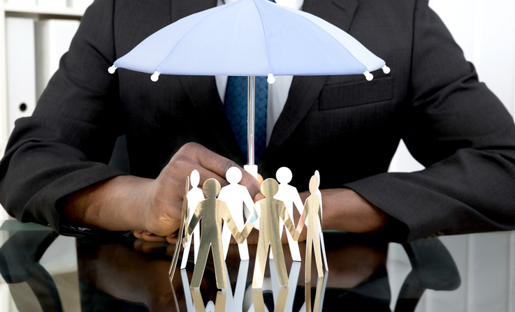 A conceptual image of company directors being covered by insurance.