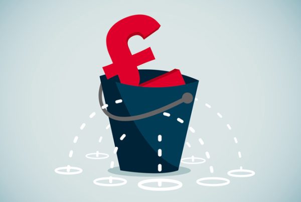 £ sign in a bucket to illustrate profit leaks