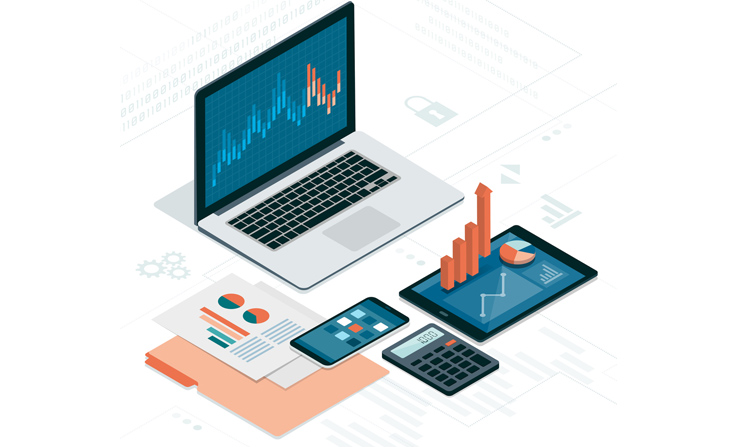 Conceptual illustration of a business bank account online that shows turnover growing but profits are not.